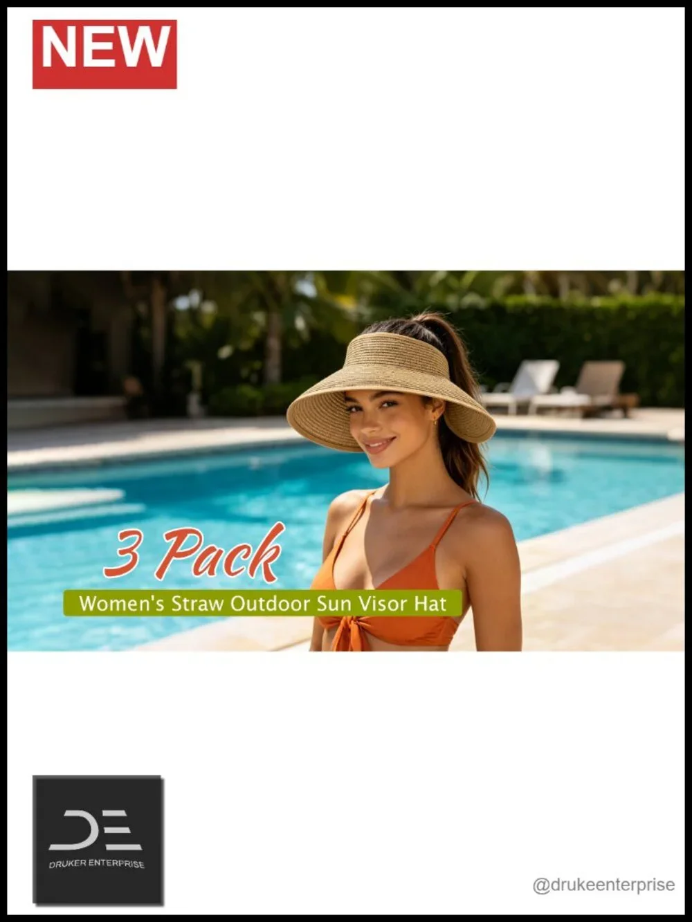 Straw Sun Visor Hat Wide Brim UV Protection Foldable Adjustable Ponytail Summer